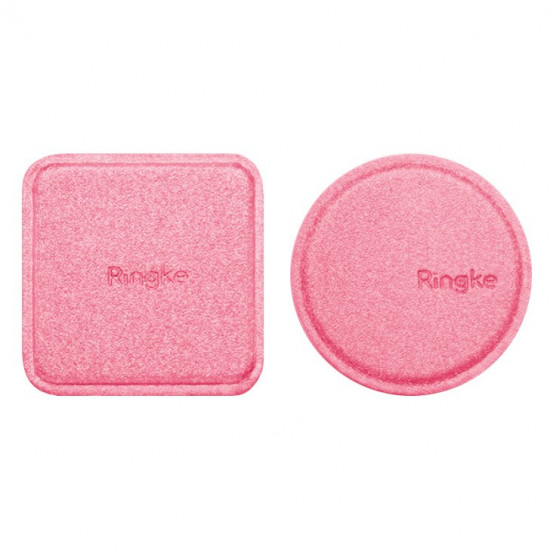 Ringke Magnetic Mount Metal Plate 2x PU Leather Covered Self-Adhesive Metal Plate for Magnetic Car Holders pink (ACPU0002)
