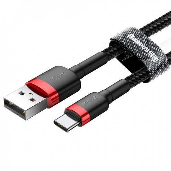 Baseus Cafule Cable Durable Nylon Braided Wire USB / USB-C QC3.0 3A 0,5M black-red (CATKLF-A91)