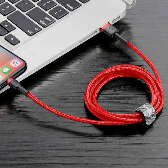 Baseus Cafule Cable Durable Nylon Braided Wire USB / Lightning QC3.0 2.4A 0,5M red (CALKLF-A09)