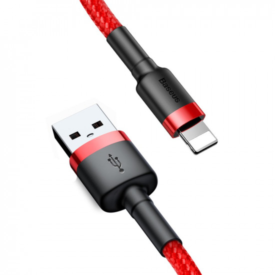 Baseus Cafule Cable Durable Nylon Braided Wire USB / Lightning QC3.0 2.4A 0,5M red (CALKLF-A09)