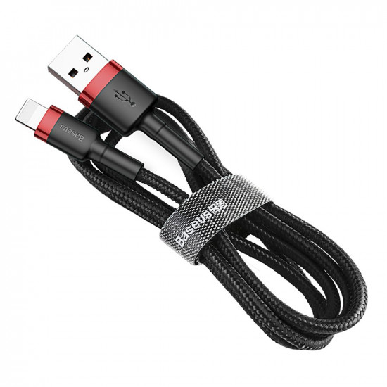 Baseus Cafule Cable Durable Nylon Braided Wire USB / Lightning QC3.0 2A 3M black-red (CALKLF-R91)