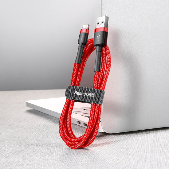 Baseus Cafule Cable Durable Nylon Braided Wire USB / USB-C QC3.0 2A 3M red (CATKLF-U09)