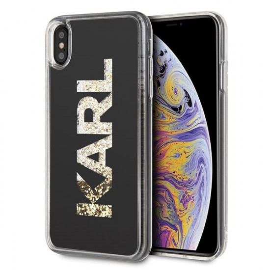 Case Karl Lagerfeld KLHCI65KAGBK iPhone Xs Max black / black Karl logo Glitter