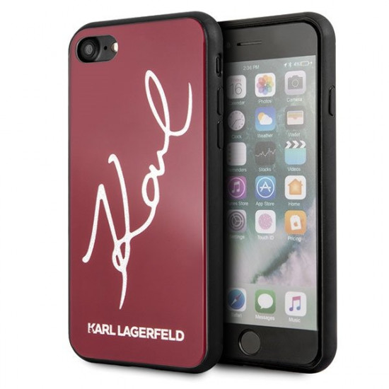 Karl Lagerfeld KLHCI8DLKSRE iPhone 7/8 red / red hard case Signature Glitter