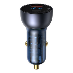 Baseus car charger USB / USB Type C 65 W 5 A SCP Quick Charge 4.0+ Power Delivery 3.0 LCD display gray (TZCCKX-0G) Baseus car charger USB / USB Type C 65 W 5 A SCP Quick Charge 4.0+ Power Delivery 3.0 LCD display gray (TZCCKX-0G)