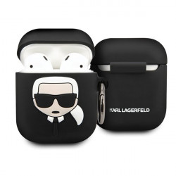 Karl Lagerfeld KLACCSILKHBK AirPods cover black / black Silicone Ikonik
