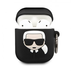 Karl Lagerfeld KLACCSILKHBK AirPods cover black / black Silicone Ikonik