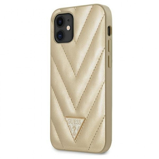 Guess GUHCP12SPUVQTMLBE iPhone 12 mini 5,4 &quot;gold / gold hardcase V-Quilted Collection