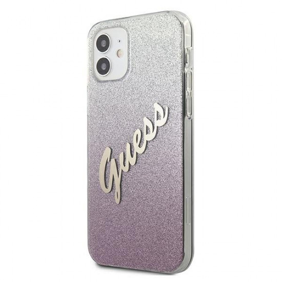 Guess GUHCP12SPCUGLSPI iPhone 12 mini 5,4 &quot;pink / pink hardcase Glitter Gradient Script