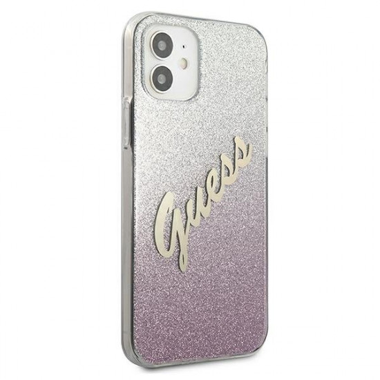 Guess GUHCP12SPCUGLSPI iPhone 12 mini 5,4 &quot;pink / pink hardcase Glitter Gradient Script