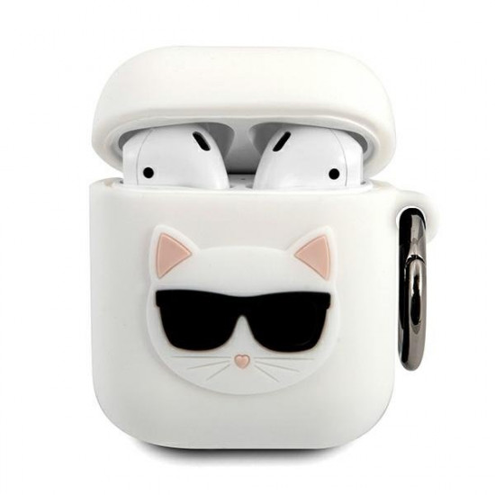 Karl Lagerfeld KLACA2SILCHWH AirPods cover white / white Silicone Choupette
