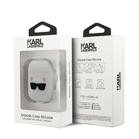 Karl Lagerfeld KLACA2SILCHWH AirPods cover white / white Silicone Choupette