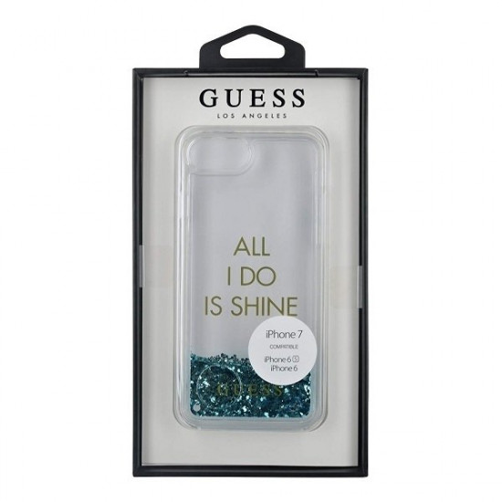 Guess GUHCP7GLUQBL iPhone 6/7/8 blue / blue hard case Liquid Glitter Party