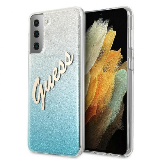 Guess GUHCS21MPCUGLSBL S21 + G996 blue / blue hardcase Glitter Gradient Script