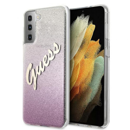 Guess GUHCS21MPCUGLSPI S21 + G996 pink / pink hardcase Glitter Gradient Script