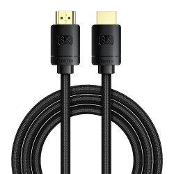 Baseus HDMI 2.1 cable 8K 60 Hz 48 Gbps / 4K 120 Hz / 2K 144 Hz 3D eARC QMS Dynamic HDR VRR ALLM 2 m black (CAKGQ-K01)