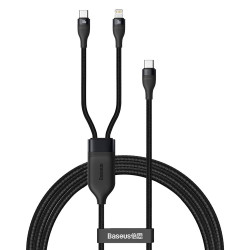 Baseus Flash Series 2in1 USB Typ C - USB Typ C / Lightning fast charging cable Power Delivery Quick Charge 100 W 1,2 m black (CA1T2-F01) Baseus Flash Series 2in1 USB Typ C - USB Typ C / Lightning fast charging cable Power Delivery Quick Charge 100 W 1,2 m black (CA1T2-F01)