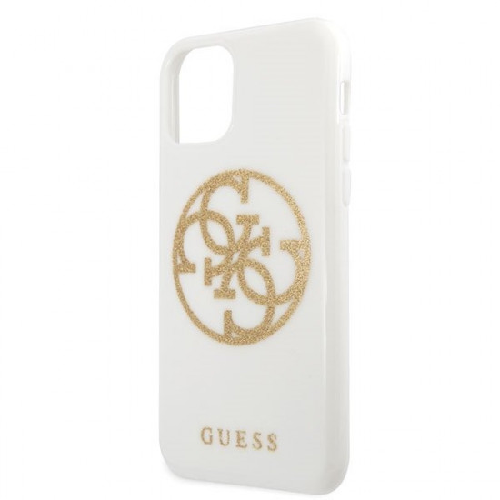 Guess GUHCN65TPUWHGLG iPhone 11 Pro Max case white / white hard case Glitter 4G Circle Logo