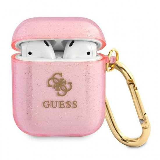 Guess GUA2UCG4GP AirPods cover pink / pink Glitter Collection