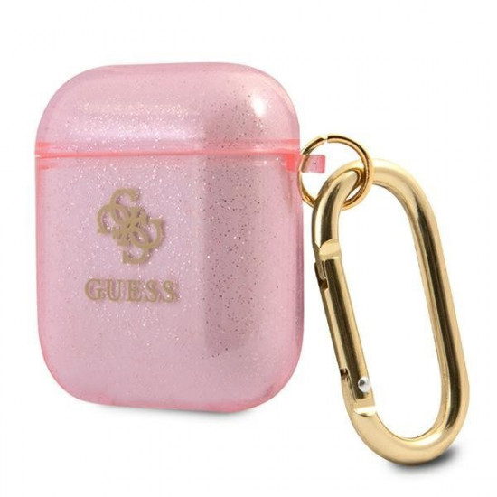 Guess GUA2UCG4GP AirPods cover pink / pink Glitter Collection