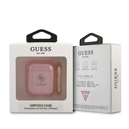 Guess GUA2UCG4GP AirPods cover pink / pink Glitter Collection