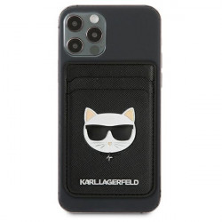 Karl Lagerfeld KLWMSCHSFBK Wallet Card Slot Saffiano Choupette Head MagSafe black / black