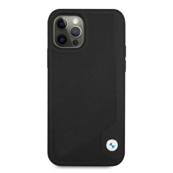 Case BMW BMHCP12MRCDPK iPhone 12/12 Pro 6,1" black/black hardcase Leather Deboss