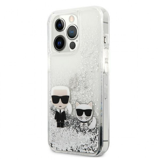 Karl Lagerfeld KLHCP13LGKCS 13 Pro / 13 6,1" srebrny/silver hardcase Liquid Glitter Karl&Choupette