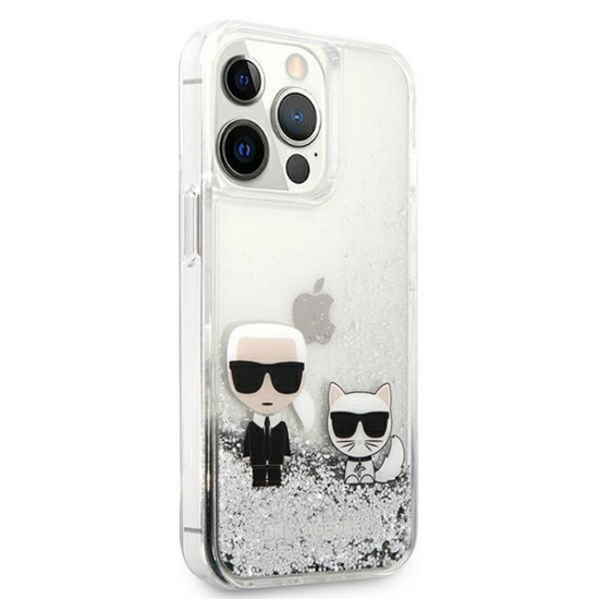 Karl Lagerfeld KLHCP13LGKCS 13 Pro / 13 6,1" srebrny/silver hardcase Liquid Glitter Karl&Choupette