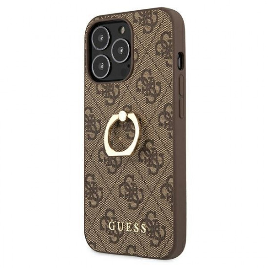 Guess GUHCP13L4GMRBR iPhone 13 Pro / 13 6,1" brown/brown hardcase 4G with ring stand