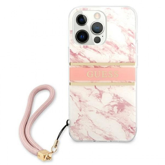 Guess GUHCP13XKMABPI iPhone 13 Pro Max 6,7" pink/pink hardcase Marble Strap Collection