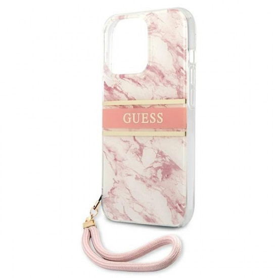 Guess GUHCP13XKMABPI iPhone 13 Pro Max 6,7" pink/pink hardcase Marble Strap Collection