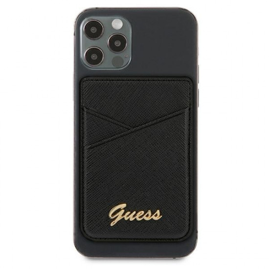 Guess Wallet Card Slot GUWMSSASLBK MagSafe Saffiano czarny/black