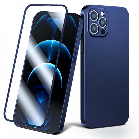 Joyroom 360 Full Case front and back cover for iPhone 13 Pro Max + tempered glass screen protector blue (JR-BP928 blue)