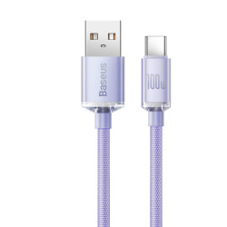 Baseus Crystal Shine Series Fast Charging Data Cable USB to Type-C 100W 2m Purple Baseus Crystal Shine Series Fast Charging Data Cable USB to Type-C 100W 2m Purple