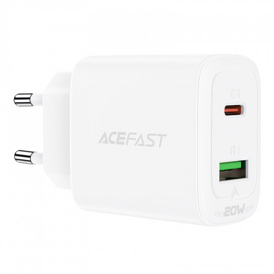 Acefast A25 PD20W (USB-C+USB-A) dual port charger (EU) white