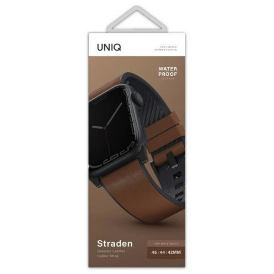 UNIQ Straden Apple Watch Series 4/5/6/7 / SE 42/44 / 45mm strap. Leather Hybrid Strap brown / brown