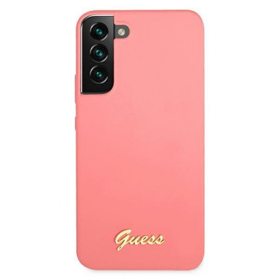 Guess GUHCS22MLSLMGFU S22 + S906 fuchsia / fuchsia hardcase Silicone Script Metal Logo