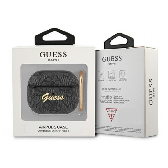 Guess GUA34GSMK AirPods 3 cover gray / gray 4G Script Metal Collection