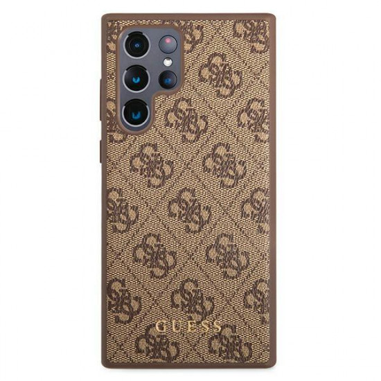 Guess GUHCS22LG4GFBR S22 Ultra S908 brown / brown hard case 4G Metal Gold Logo