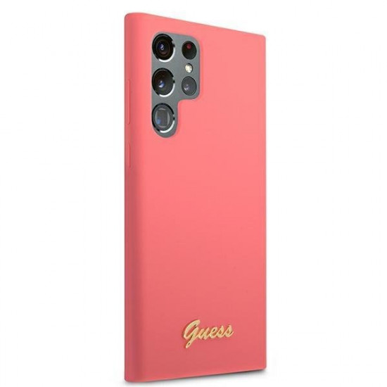 Guess GUHCS22LLSLMGFU S22 Ultra S908 fuchsia / fuchsia hardcase Silicone Script Metal Logo