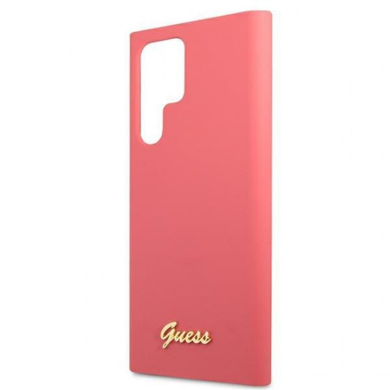 Guess GUHCS22LLSLMGFU S22 Ultra S908 fuchsia / fuchsia hardcase Silicone Script Metal Logo