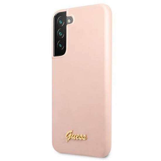 Guess GUHCS22MLSLMGPP S22 + S906 pink / pink hardcase Silicone Script Metal Logo