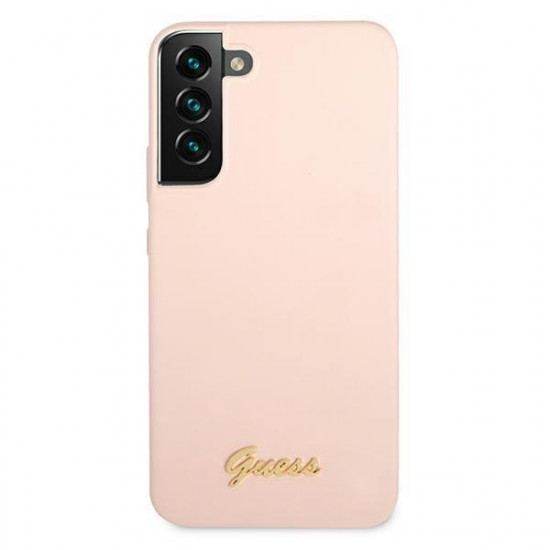 Guess GUHCS22SLSLMGPP S22 S901 pink / pink hardcase Silicone Script Metal Logo