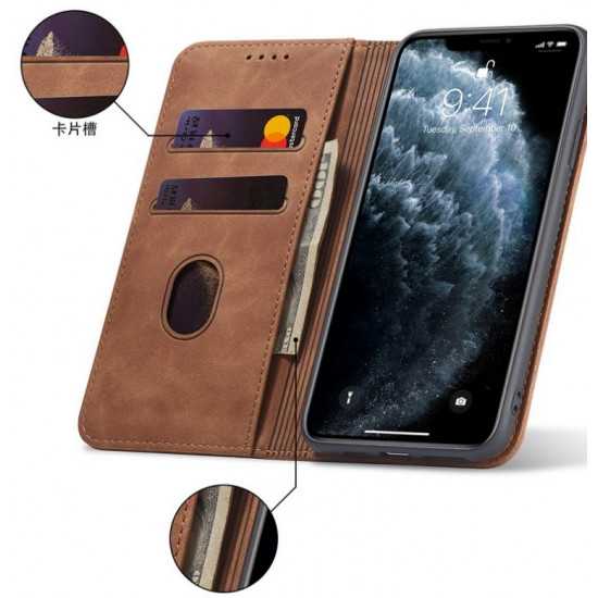 Bodycell Book Case Pu Leather iPhone 12 Pro Max Brown