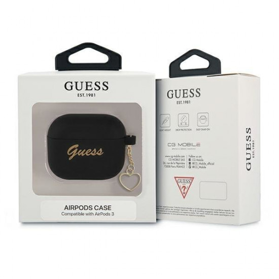 Guess GUA3LSCHSK AirPods 3 cover black / black Silicone Charm Collection Guess GUA3LSCHSK AirPods 3 cover black / black Silicone Charm Collection