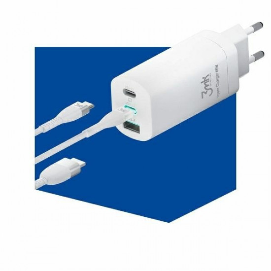 3MK HyperCharger 65W 2xUSB-C + 1xUSB-A charger GAN, PD + QC