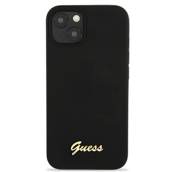 Guess GUHMP13MLSLMGBK iPhone 13 6.1 &quot;black / black hardcase Silicone Script Gold Logo