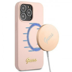 Guess GUHMP13XLSLMGLP iPhone 13 Pro Max 6,7 "light pink / light pink hardcase Silicone Script Gold Logo Magsafe Guess GUHMP13XLSLMGLP iPhone 13 Pro Max 6,7 "light pink / light pink hardcase Silicone Script Gold Logo Magsafe