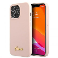 Guess GUHMP13XLSLMGLP iPhone 13 Pro Max 6,7 "light pink / light pink hardcase Silicone Script Gold Logo Magsafe Guess GUHMP13XLSLMGLP iPhone 13 Pro Max 6,7 "light pink / light pink hardcase Silicone Script Gold Logo Magsafe